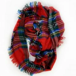 Moe & Arrow Boutique Clothing Red Plaid Infinity Scarf