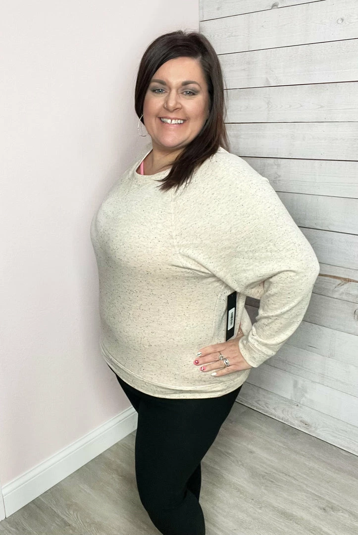 Mono B "Beautiful Creation" Sprinkle Long Sleeve Top- Lt. Peach** Sales Are Final** Clothing 4 Mono B "Beautiful Creation" Sprinkle Long Sleeve Top- Lt. Peach** Sales Are Final** Clothing