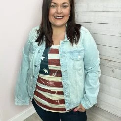 Zenana "Darling Denim" Distressed Jean Jacket- Light Clothing