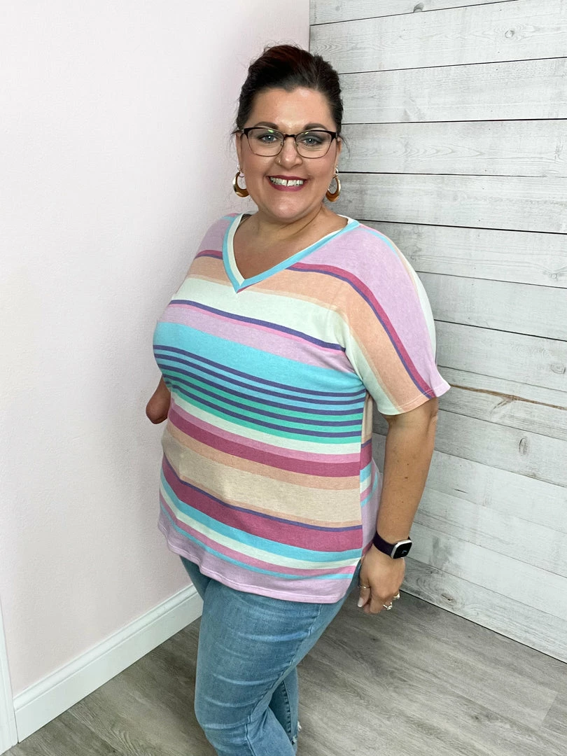 Sew In Love "On Vacation" Striped V Neck Top *FINAL SALE* 5 Sew In Love "On Vacation" Striped V Neck Top *FINAL SALE*