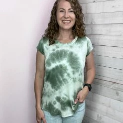 Chris & Carol "Sweet Talk" Tie Dye Short Sleeve Top- Green Clothing
