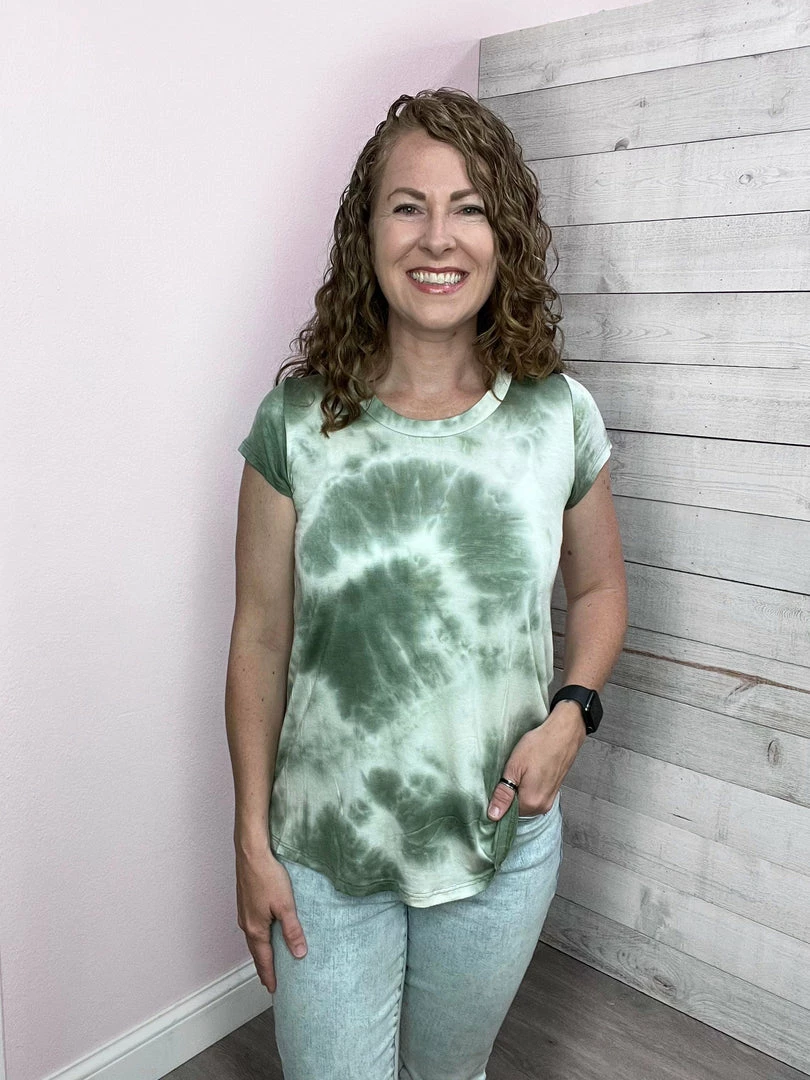 Chris & Carol "Sweet Talk" Tie Dye Short Sleeve Top- Green Clothing 2 Chris & Carol "Sweet Talk" Tie Dye Short Sleeve Top- Green Clothing