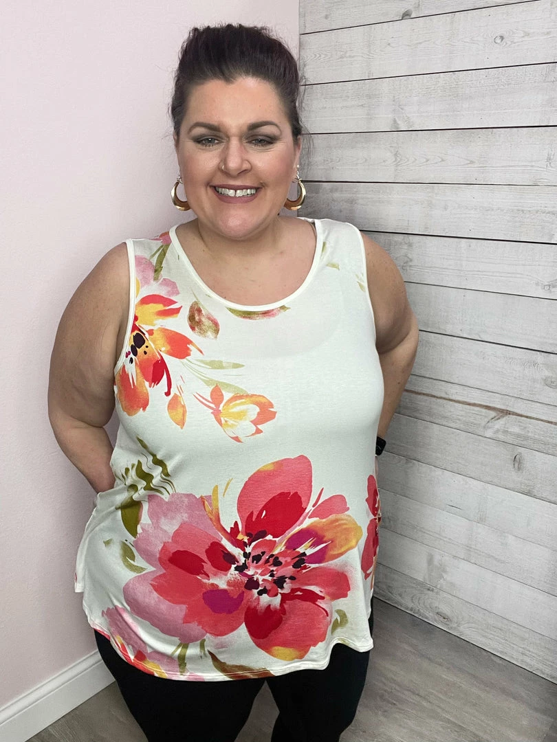 Eluna "Inner Hope" Floral Tank Top- Ivory *FINAL SALE* 1 Eluna "Inner Hope" Floral Tank Top- Ivory *FINAL SALE*