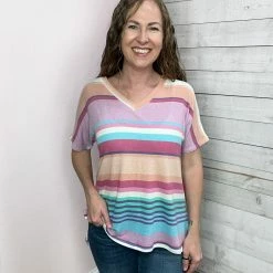 Sew In Love "On Vacation" Striped V Neck Top *FINAL SALE*