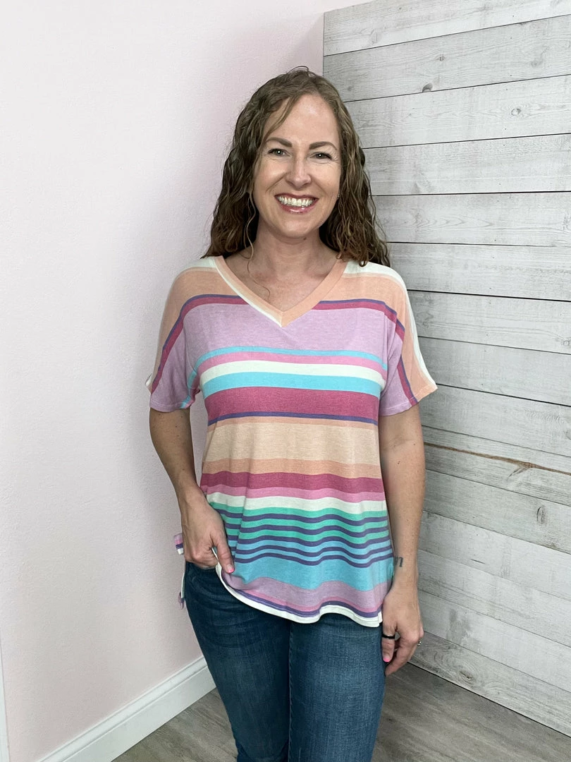 Sew In Love "On Vacation" Striped V Neck Top *FINAL SALE* 2 Sew In Love "On Vacation" Striped V Neck Top *FINAL SALE*