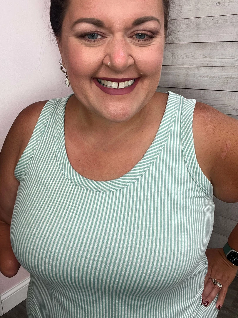 Blumin "Grab Their Attention" Striped Tank- Mint 4 Blumin "Grab Their Attention" Striped Tank- Mint