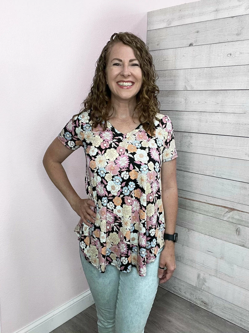 Honeyme "Floral Stunner" Short Sleeve Top Clothing 2 Honeyme "Floral Stunner" Short Sleeve Top Clothing