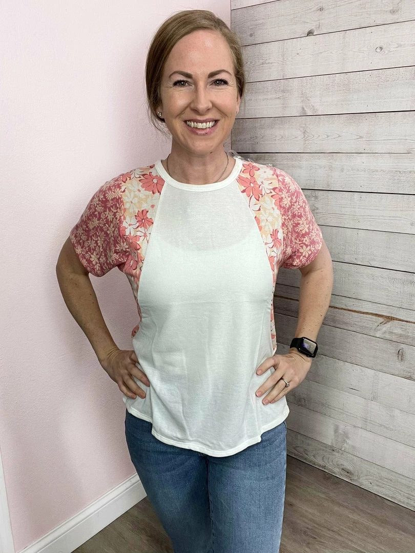 Andree Clothing "Pleasant Surprise" Floral Colorblock Top *FINAL SALE* 2 Andree Clothing "Pleasant Surprise" Floral Colorblock Top *FINAL SALE*