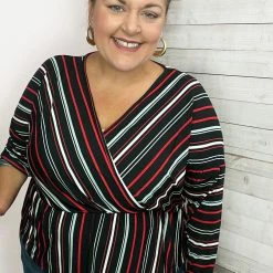 White Birch Clothing "Go To Glam" Striped Surplice Top 6 White Birch Clothing