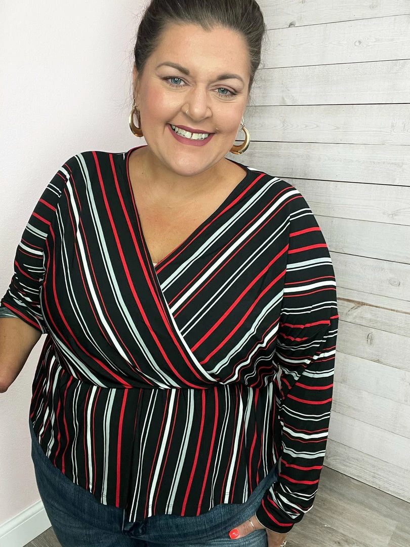 White Birch Clothing "Go To Glam" Striped Surplice Top 3 White Birch Clothing "Go To Glam" Striped Surplice Top