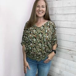 White Birch Clothing "Inside My Head" Floral Print Smock Waist Top