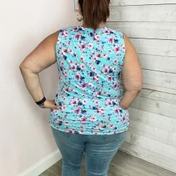 White Birch Clothing "Flower Shop" Floral Keyhole Tank Top 9 White Birch Clothing