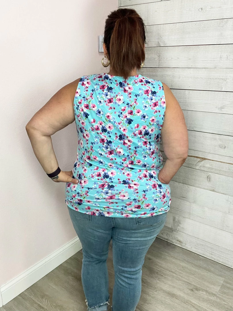 White Birch Clothing "Flower Shop" Floral Keyhole Tank Top 5 White Birch Clothing "Flower Shop" Floral Keyhole Tank Top