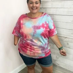 Haptics "Total Babe" Cutout Back Tie Dye Top