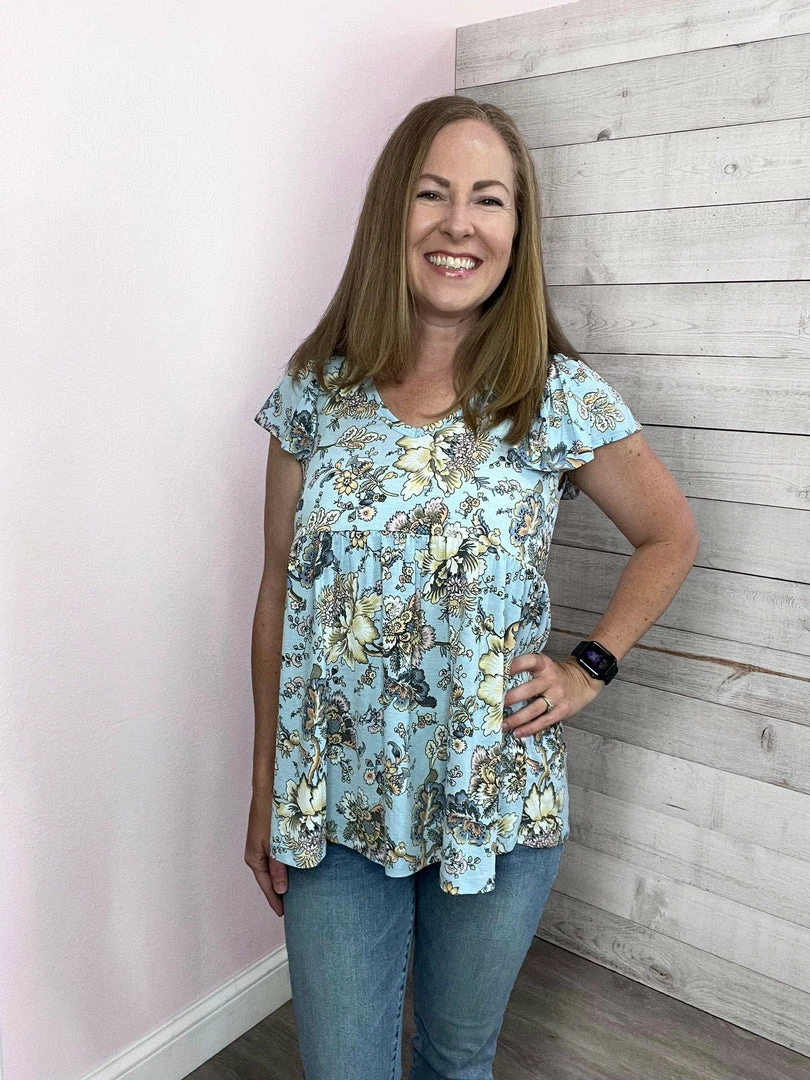 Be Stage "Sweet On Me" Blue Paisley Babydoll Top Clothing 2 Be Stage "Sweet On Me" Blue Paisley Babydoll Top Clothing