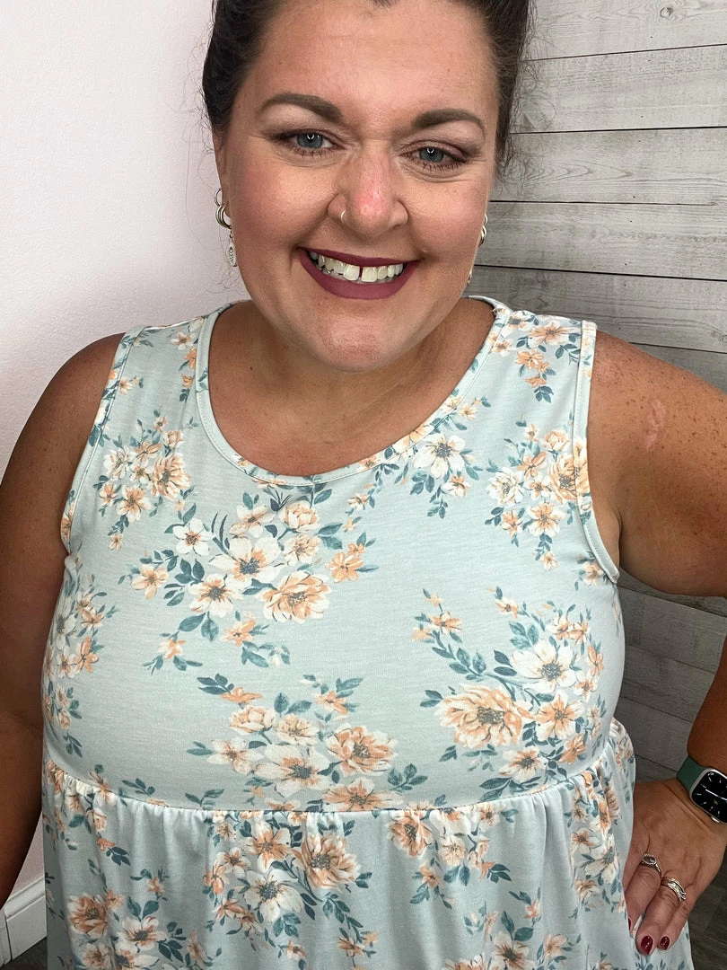 Lovely Melody "Subtle Elegance" Floral Babydoll Tank 4 Lovely Melody "Subtle Elegance" Floral Babydoll Tank