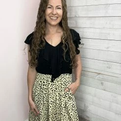 Haptics Clothing "Best Day Ever" Ruffle Animal Print Dress