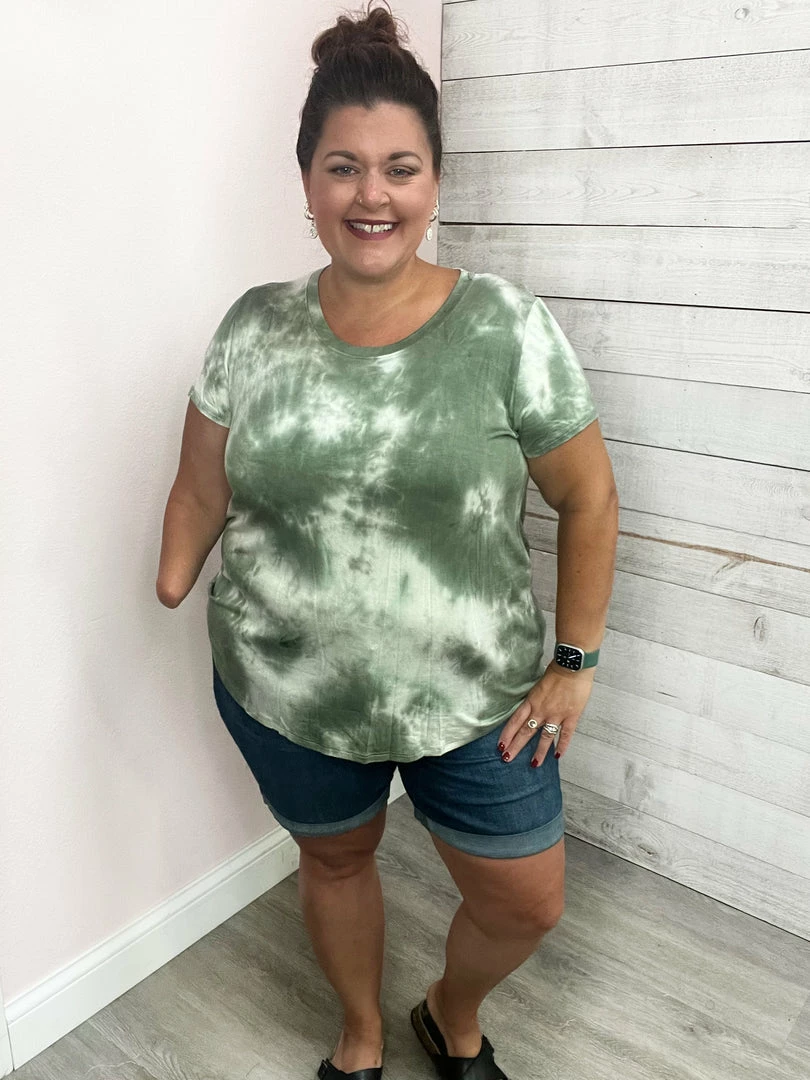 Chris & Carol "Sweet Talk" Tie Dye Short Sleeve Top- Green Clothing 1 Chris & Carol "Sweet Talk" Tie Dye Short Sleeve Top- Green Clothing