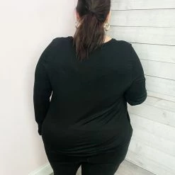 Honeyme "Live Your Life" V Neck Top- Black Clothing