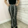Mono B "Flirty Flare" Paisley Flare Leggings- Black Clothing