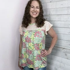 Haptics "Easy To Love" Eyelet Lace Short Sleeve Top