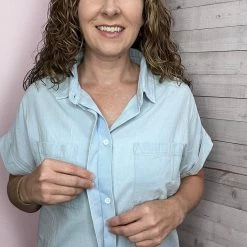 143 "Long Distance" Chambray Top- Blue