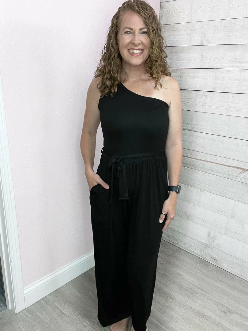 White Birch Clothing "Fresh Take" One Shoulder Jumpsuit 1 White Birch Clothing "Fresh Take" One Shoulder Jumpsuit