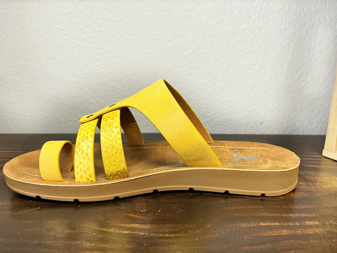 Corkys Clothing "Sandcastle" Yellow Strap Sandal 3 Corkys Clothing "Sandcastle" Yellow Strap Sandal