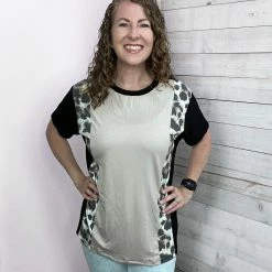 Celeste "Don't Worry" Colorblock Short Sleeve Top