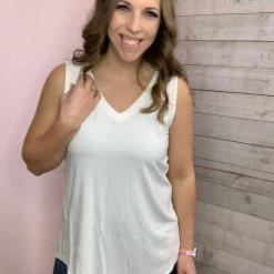 Zenana "Smile" V Neck Tank Clothing