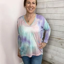 La Miel Clothing "Beautiful Gaze" Tie-Dye Top- Blue