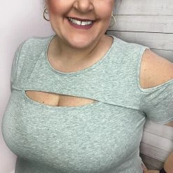 White Birch Clothing "Delightful Day" Cutout Short Sleeve Top- Grey *FINAL SALE* 6 White Birch Clothing