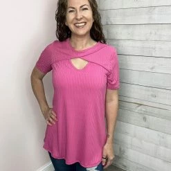 Now N Forever Clothing "Perfect Love" Pink Keyhole Top *FINAL SALE*