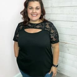 Now N Forever "Last Call" Keyhole Top With Lace Clothing