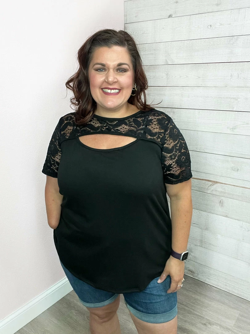 Now N Forever "Last Call" Keyhole Top With Lace Clothing 2 Now N Forever "Last Call" Keyhole Top With Lace Clothing