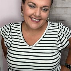 Be Stage "Back Together" Black/White Striped Babydoll Top Clothing 7 Be Stage