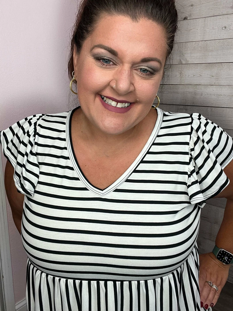 Be Stage "Back Together" Black/White Striped Babydoll Top Clothing 4 Be Stage "Back Together" Black/White Striped Babydoll Top Clothing