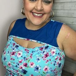 White Birch Clothing "Flower Shop" Floral Keyhole Tank Top 8 White Birch Clothing