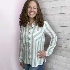 Ps Kate "Make The Call" Striped Button Down Top