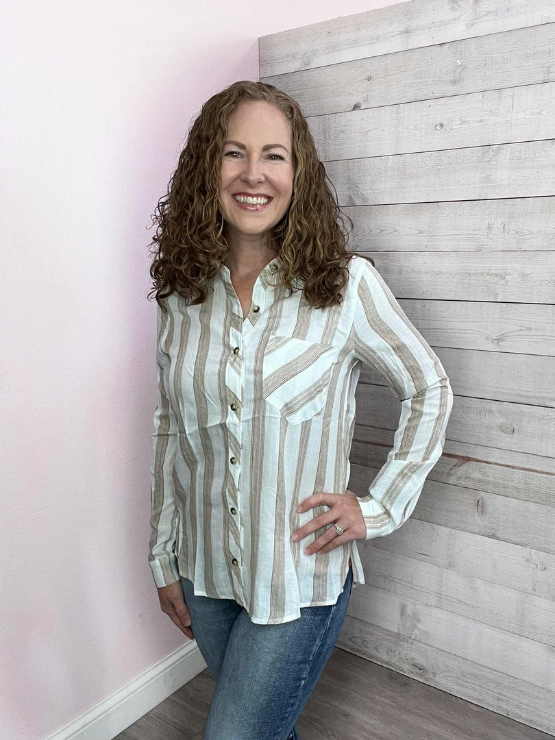 Ps Kate "Make The Call" Striped Button Down Top 2 Ps Kate "Make The Call" Striped Button Down Top