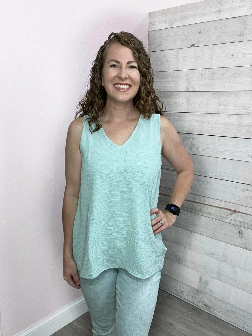 Cotton Bleu "Trend Alert" Sage Sleeveless Top 2 Cotton Bleu "Trend Alert" Sage Sleeveless Top