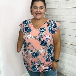 Sew In Love "Love Story" Floral Ruffle Sleeve Top