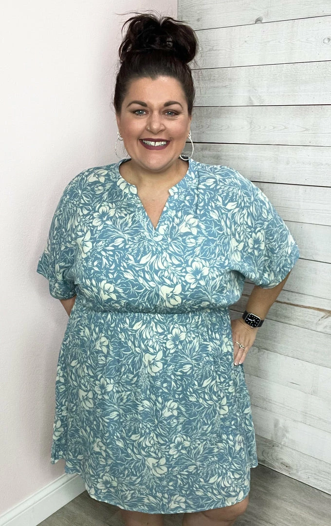 Honeyme Clothing "Find Happiness" Blue Floral Dress 1 Honeyme Clothing "Find Happiness" Blue Floral Dress