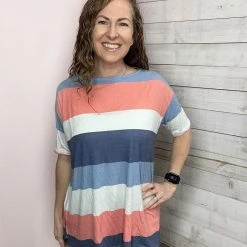 Emerald "Pleasant Views" Multi Colored Stripe Top *FINAL SALE*