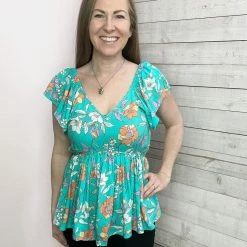 Staccato "Hello Lover" V-Neck Floral Top *FINAL SALE*