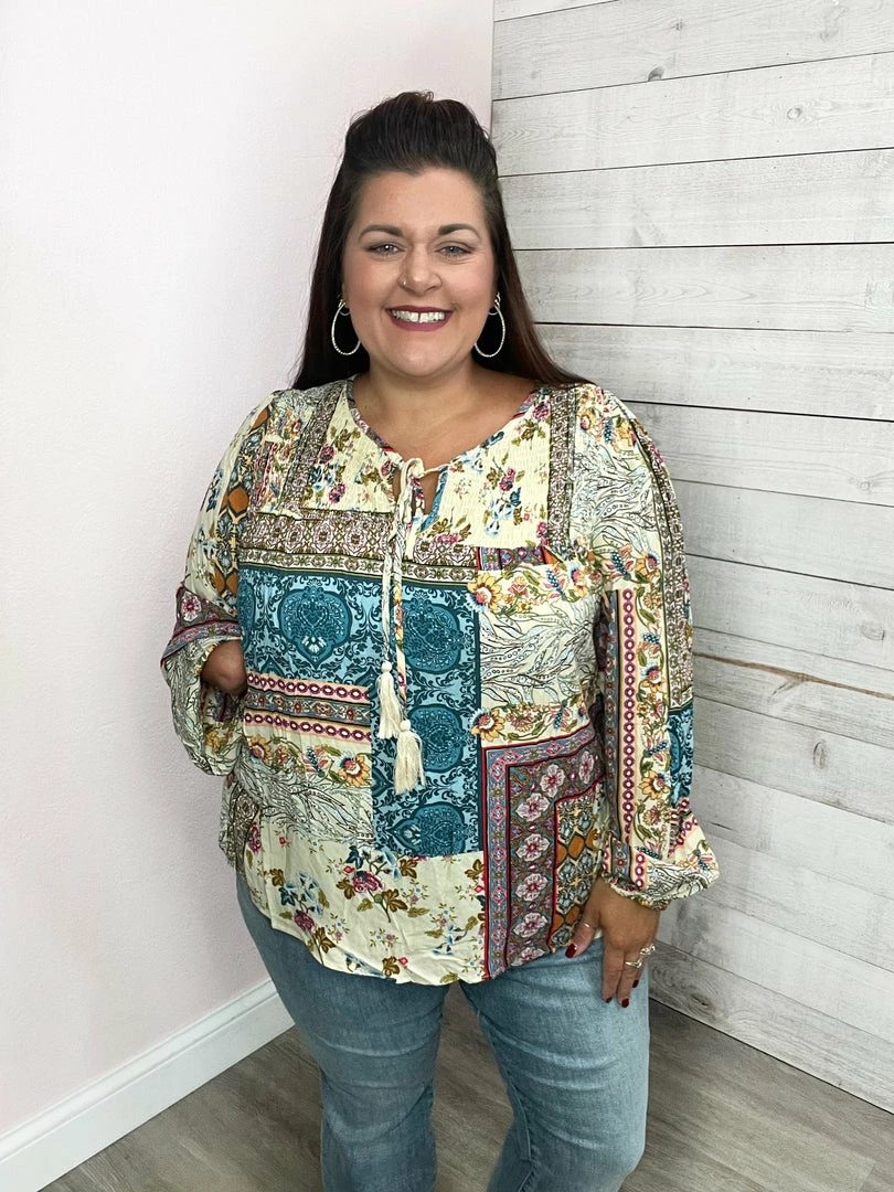 Vanilla Bay "Mixed Feelings" Bohemian Long Sleeve Top Clothing 1 Vanilla Bay "Mixed Feelings" Bohemian Long Sleeve Top Clothing