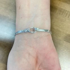 What's Hot "Eva" Silver Hinged Bracelet With Ruby Stone New Arrivals
