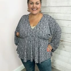 White Birch "Show Me Around" Purple Dot Long Sleeve Top Clothing