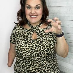 Celeste "Going Somewhere" Animal Print Cutout Top