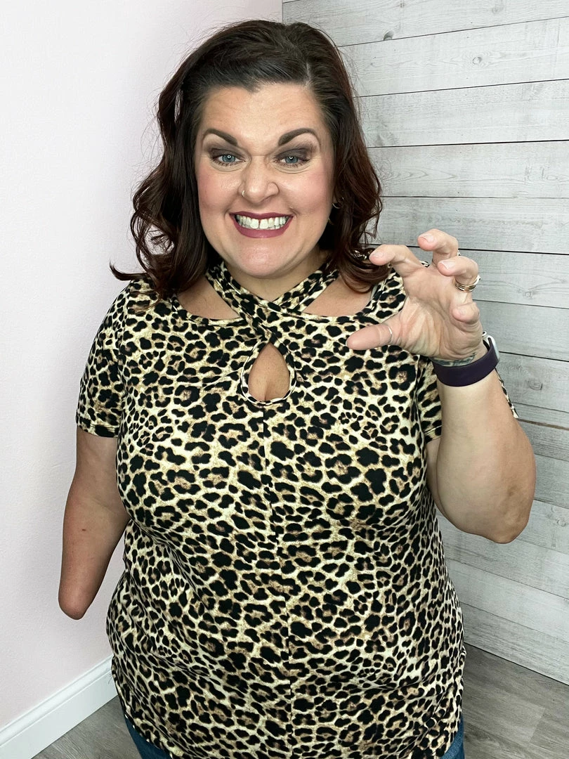 Celeste "Going Somewhere" Animal Print Cutout Top 2 Celeste "Going Somewhere" Animal Print Cutout Top